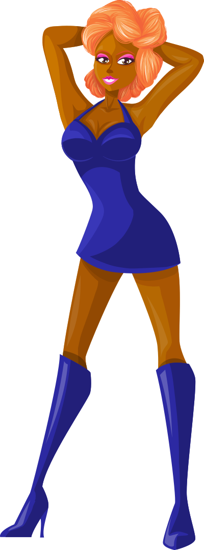 Young lady 2 (redhead, dark skin, plain dress #3) clipart