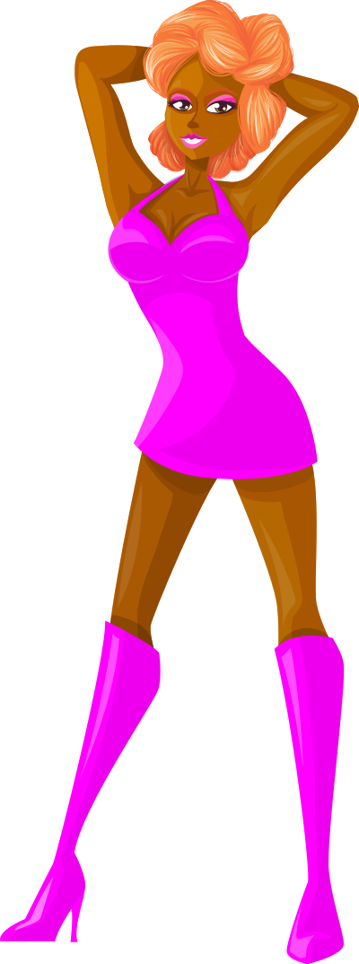 Young lady 2 (redhead, dark skin, plain dress #6) clipart