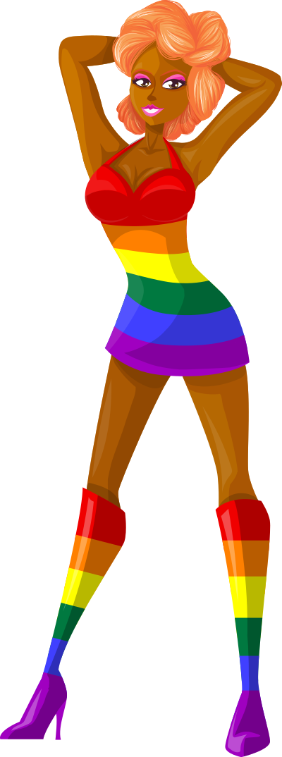 Young lady 2 (redhead, dark skin, plain dress #7) clipart
