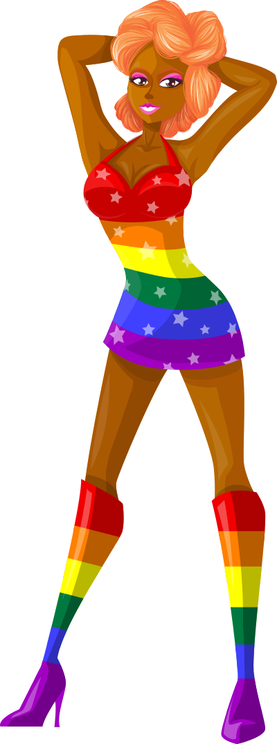 Young lady 2 (redhead, dark skin, starry dress #7) clipart
