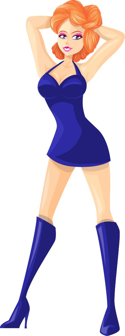 Young lady 2 (redhead, light skin, plain dress #3) clipart