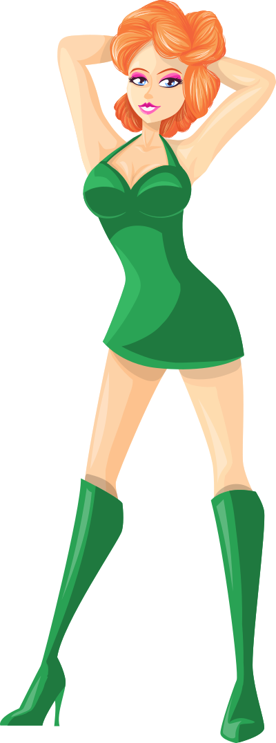 Young lady 2 (redhead, light skin, plain dress #4) clipart