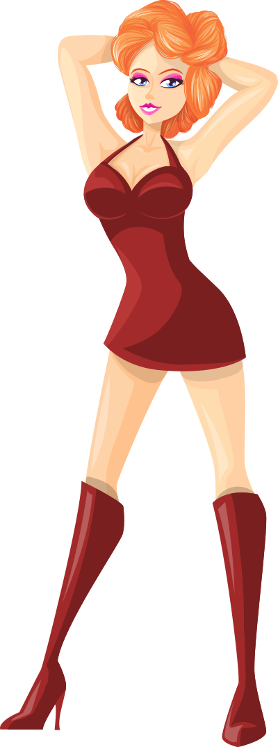 Young lady 2 (redhead, light skin, plain dress #5) clipart
