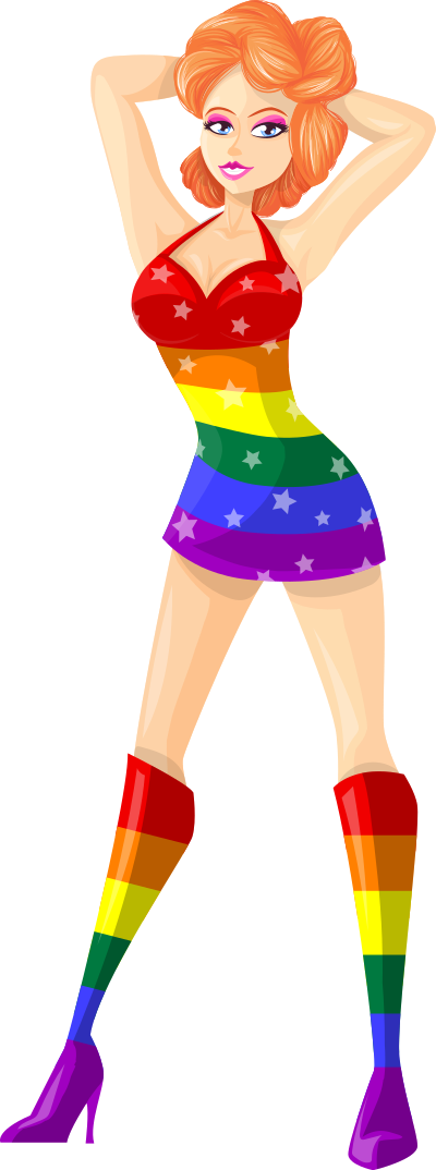 Young lady 2 (redhead, light skin, starry dress #7) clipart