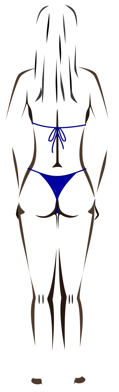 Young lady (dark skin, blue bikini, black hair) clipart