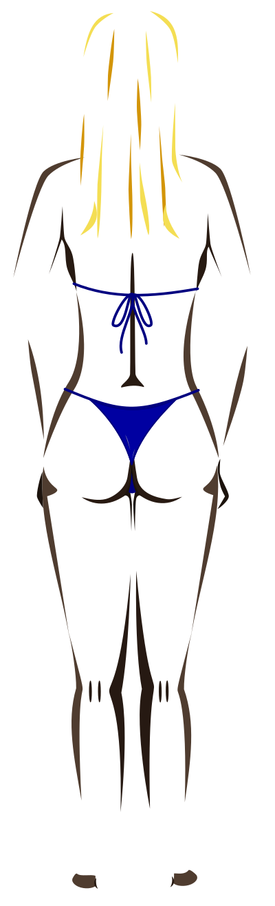 Young lady (dark skin, blue bikini, blonde hair) clipart