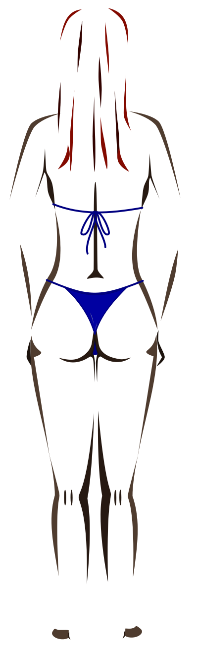 Young lady (dark skin, blue bikini, red hair) clipart