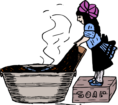 Young Lady Doing Laundry clipart