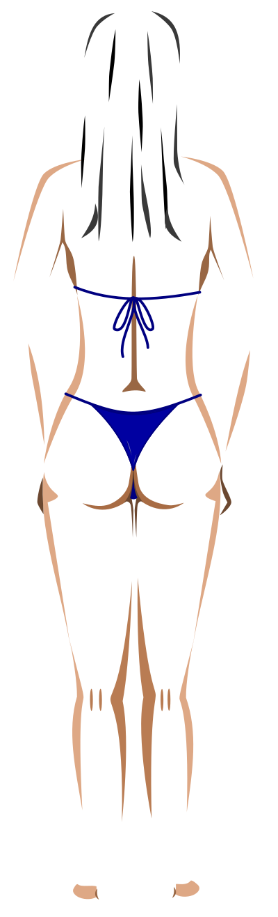 Young lady (light skin, blue bikini, black hair) clipart