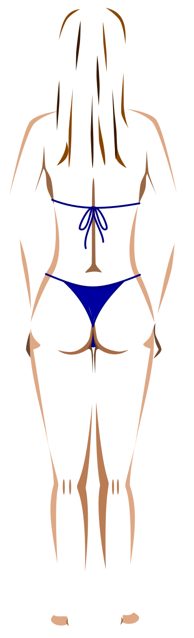Young lady (light skin, blue bikini, brown hair) clipart
