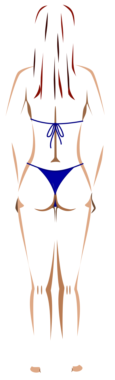 Young lady (light skin, blue bikini, red hair) clipart