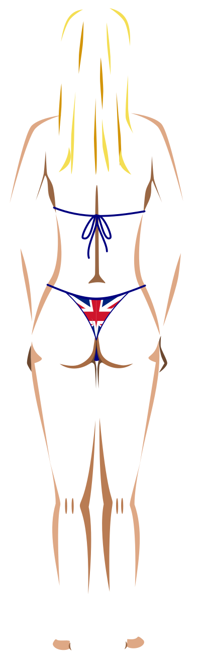 Young lady (light skin, flag bikini, blonde hair) clipart