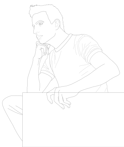 Young Man holds a Sign clipart