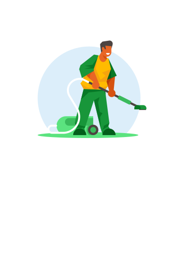 Young man vacuums clipart