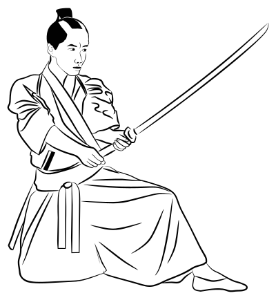 Young Samurai Line Art clipart