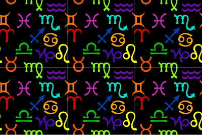 Zodiac pattern (black background) clipart