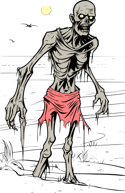 Zombie at the beach clipart