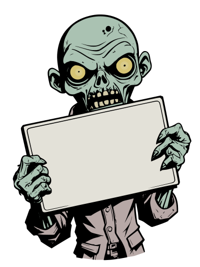 Zombie Holding Blank Sign - Colour Remix clipart