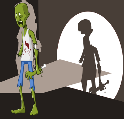 Zombie in spotlight clipart