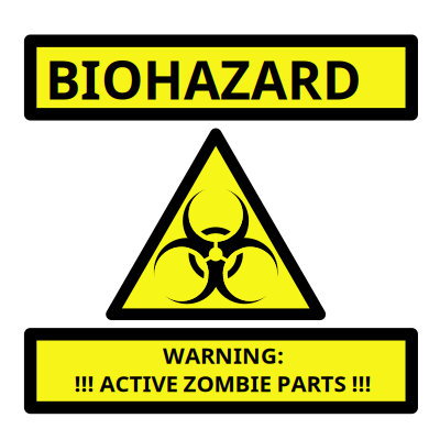 Zombie Parts Warning Label clipart