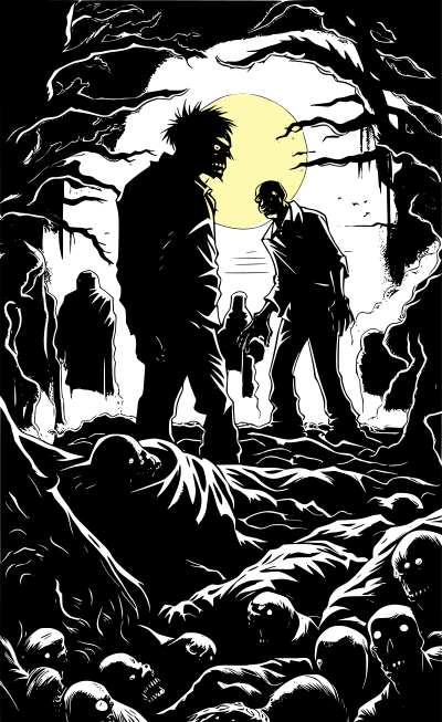 Zombies in moonlight clipart